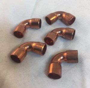 Lot of 5- 3/8" OD 90 Degree WROT Copper Elbow 3/8" OD. C x C (CPR-95) - Picture 1 of 4