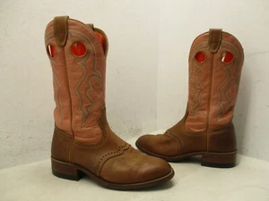 Boulet braun rosa Leder Cowboystiefel Damengröße 6,5 C - Bild 1 von 9