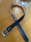 Western Rodeo Leather Belt Black Removable Buckle Size 42” Calf Hair