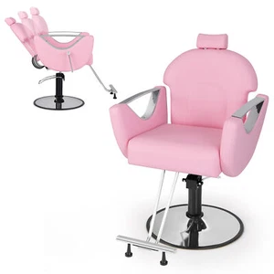 Barber Chair Reclining Salon Chair for Hair Stylist w/ Adjustable Height - Picture 1 of 9