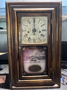 Antique New England clock wall Westminster Chimes Eight Day Spring Clock No.234C - Picture 1 of 9