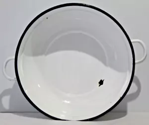 Large Porcelain Enamel Ware Tub Kitchen Cottage Basin Wash Bowl Handles Vtg VGC - Picture 1 of 16