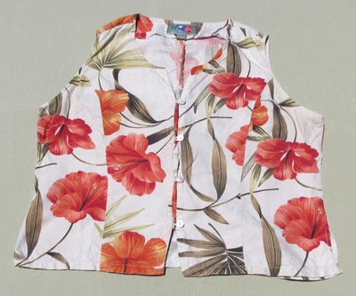 Camiseta sin mangas blanca floral 100 % seda orquídea HILO HATTIE para mujer Foto 1 de 4