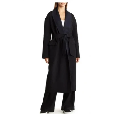 RAG & BONE Anika Splitable Coat Women's Size Small Black Wool Belted NWT  - Image 1 of 4