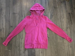 Maurices "Lounge" Hoodie Womens M Pink Hooded Sweater V-Neck 2-Pocket Cuffed - Picture 1 of 11