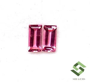6x3 MM Natürlich Rosa Turmalin Baguetteschliff Paar 0.54 Cts Zertifiziert - Picture 1 of 8