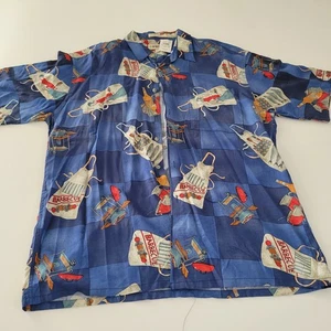 Vintage Campia Moda Rayon Kurzarm Shirt BBQ Barbecue Grillen Neu mit Etikett Größe L - Bild 1 von 10
