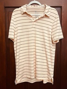 All In Motion Herren Poloshirt Pink/Weiß/Braun Gestreift Golf Freizeit Gr. Medium - Bild 1 von 2