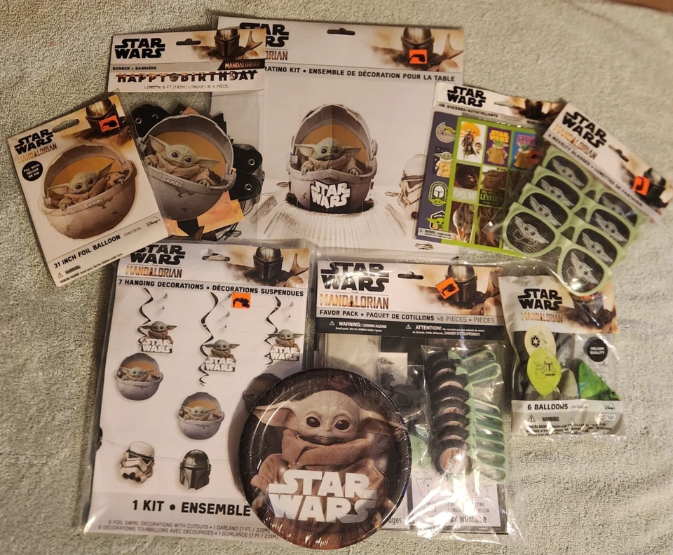 Decoraciones de cumpleaños para bebé Baby Yoda, conjunto de suministros de fiesta, NUEVO Foto 1 de 1