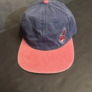 Vintage Cleveland Indians Strapback Hat New Era KMG Cap Rare Faded 90's MLB READ - Picture 1 of 8