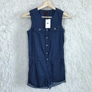 7 For All Mankind Denim Chambray Romper Sleeveless Elastic Waist Girls Medium - Picture 1 of 8