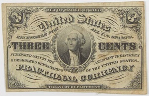 3c Fractional Note Third Issue F Fine Currency SKU:I17715 - Picture 1 of 2