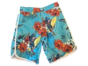 Light Blue SUPERMAN Men's Swim Trunk Shorts Small S Lined Hawaiian Boardshorts - Picture 1 of 6