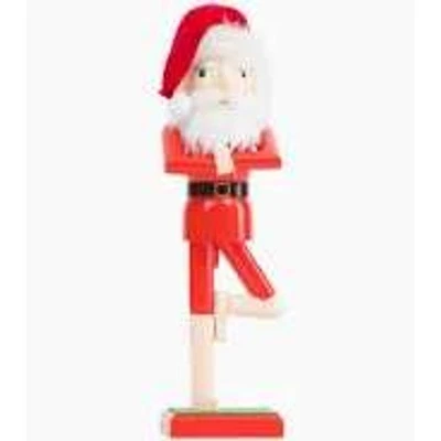 Sleigh Hill Wooden Santa Claus Nutcracker Yoga Pose Christmas Decor 17 inch - Image 1 of 4