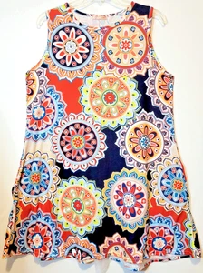 Vestido Tanst Naranjas Azul Medallón Sin Mangas Cuello Redondo Bolsillos Talla XXL - Imagen 1 de 9