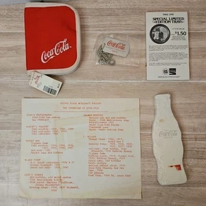 Vintage Coca-Cola Collectibles, Wallet Dog Tag, Bottle Shaped Paper, And Papers - Picture 1 of 17