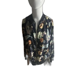 Women's Zip Up Pullover Light Jacket Floral Sz S Long Sleeves - Picture 1 of 6