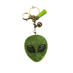 New Keychain green alien bling rhinestones - Picture 1 of 3