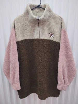 Women's Rare Brown/Pink Buc-ees Pullover Sherpa Jacket Size-XL  - Image 1 of 4