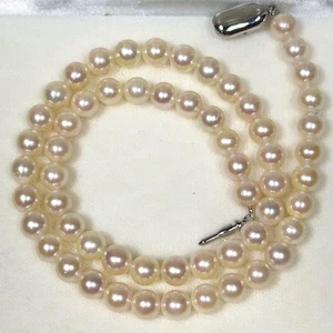 Perlenkette echte Perlenkette 41 cm Sterling Zustand 7,0-6,5 mm weiß - Bild 1 von 24