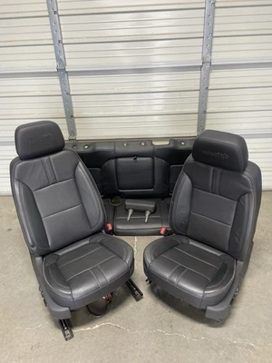 2019-2025  Chevrolet High Country SILVERADO FRONT & REAR Black Leather Seats - Image 1 of 4