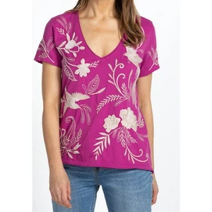 T-shirt Johnny Was Frankie Everyday Festival fucsia taglia XXS nuova con etichetta - Foto 1 di 10