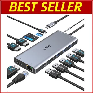 Hub USB C tout-en-un prend en charge deux moniteurs et transfert de données rapide pour ordinateurs portables - Photo 1/13