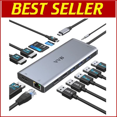 All-in-One USB C Hub Supports Dual Monitors & Fast Data Transfer for Laptops - Image 1 of 4