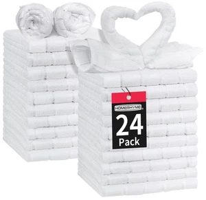 White Washcloths 24 Pack Microfiber Face Cloths Soft Bulk Fingertip Towels Li... - Picture 1 of 7