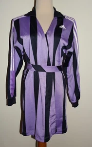 New Womens Adidas Express Wrap Dress XS Purple Striped Tie Waist Long Sleeve - Picture 1 of 4