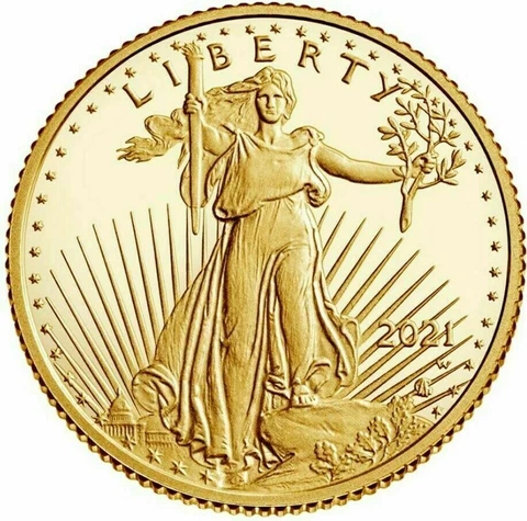 2021 W TENTH-OUNCE GOLD $5 PROOF COIN Type 2 - IN ORIG GOV PACKAGING Cover