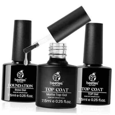 Käfer Gel Top Coat Base Coat Set für Gel Nagellack, 3 Stück ohne Wischen 0-klar - Bild 1 von 4