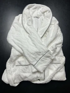 Restaurationsbeschläge RH Hotel Satinstich Frottee Morgenmantel XL Extra Large weiß grau - Bild 1 von 5