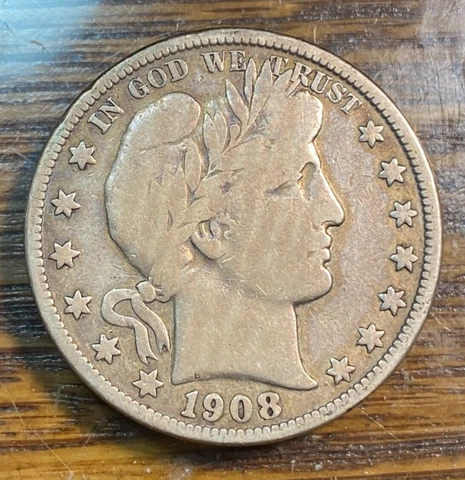 1908-O Barber Half Dollar Nice Original VG CHRC Cover