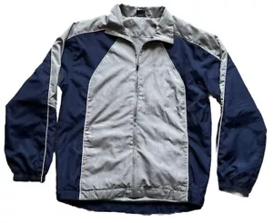 Rawlings Warm Up Jacket Full Zip Blue Gray Mens S Windbreaker Shell Mesh Lined - Picture 1 of 16