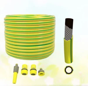 Gartenschlauch 1/2 Zoll 50m + 4 tlg Anschluss Set Wasserschlauch Gelb  - Bild 1 von 5