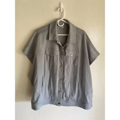 Chico's Ruana Trucker Cape. Faux Suede.  Size L/XL. EUC - Image 1 of 4