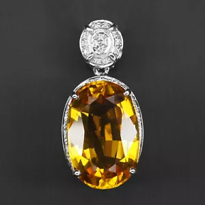 Luminous Golden Honey Sapphire 17Ct 925 Sterling Silver Handmade Halo Pendants - Picture 1 of 6