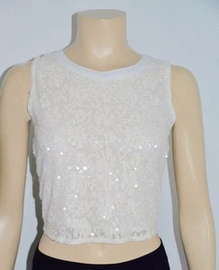 NEW Designer White Lace Beaded Top Size Small On Sale df - Picture 1 of 8
