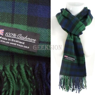 Winter Unisex 100% Cashmere Plaid Scotland Made Solid Striped Scarves Wool Scarf - Image 1 of 4