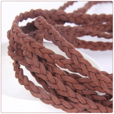 10m/lot 6mm Velvet Cord Flat Faux Suede String Three Strands Braided Rope DIY - Image 1 of 4