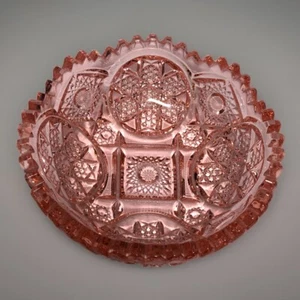 Piatto dado caramelle modello Hobstar Arthur Lorch 1981-1982 Imperial Glass rosa - Foto 1 di 6