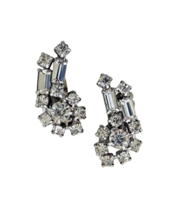 Vintage klare funkelnde Strass Ohr Kletterer Clip Ohrringe - Bild 1 von 4