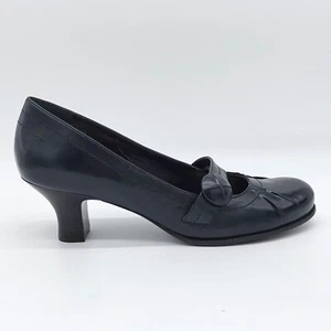 Gianni Bini marineblaue Leder-Pumps Schuhe Größe 11M Pfennigabsätze bequem Karriere niedriger Absatz - Bild 1 von 10