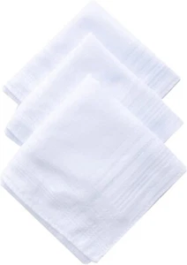 5PCS Mens Large White Square Handkerchief Soft Cotton Hankies Hankerchiefs UK - Picture 1 of 1