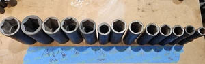 Grey Pneumatic 1/2" D,USA 13 Piece Deep Metric Set- 1/316, 3/4, are Proto &Japan - Picture 1 of 10