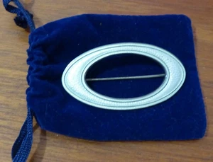 Sterling Silver Guilloche Sash Brooch Pin Estate Jewelry Antique Victorian - Picture 1 of 5