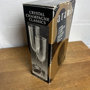 Aramis lead Crystal Champagne flutes classic pair 2 France wedding toast - Picture 1 of 5