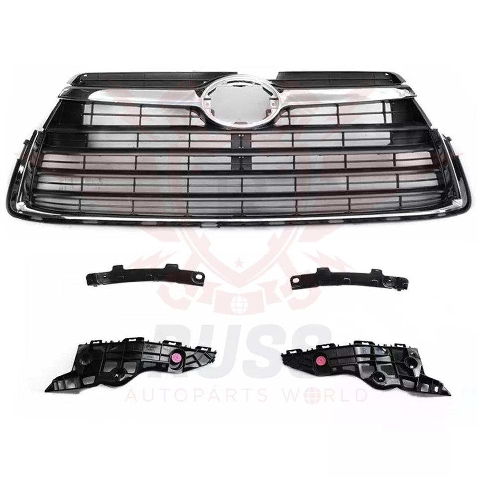 For 2014-2016 Toyota Highlander Front Upper Lower Chrome Grille Bumper Brackets Foto 1 de 4