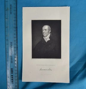 Original 1846 Antique Engraving Print William Wyndham Lord Grenville Dean Fisher - Picture 1 of 1